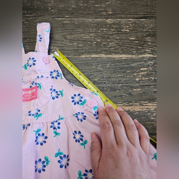 Vintage OshKosh B'Gosh Girls Flower Overall Dress Size 24m Made in USA - Picture 13 of 16